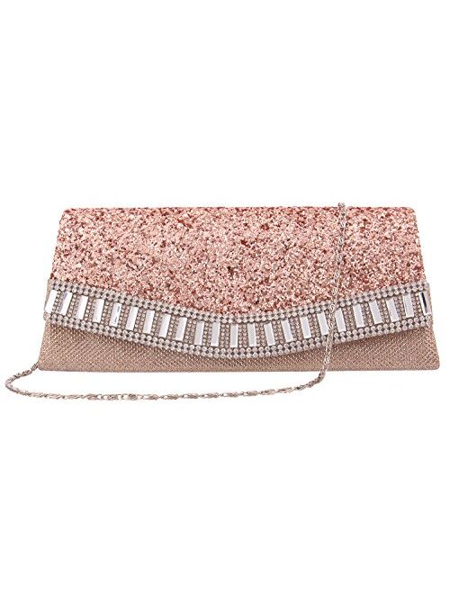 Naimo Flap Dazzling Clutch Bag Evening Bag With Detachable Chain