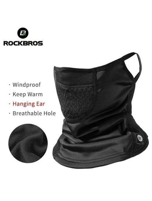 ROCKBROS Bike Face Mask Fleece Keep Warm Headwear Breathable Hanging Ear