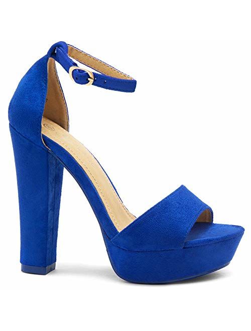 Herstyle Island Women's Open Toe Ankle Strap Chunky Platform Dress Heel Sandal