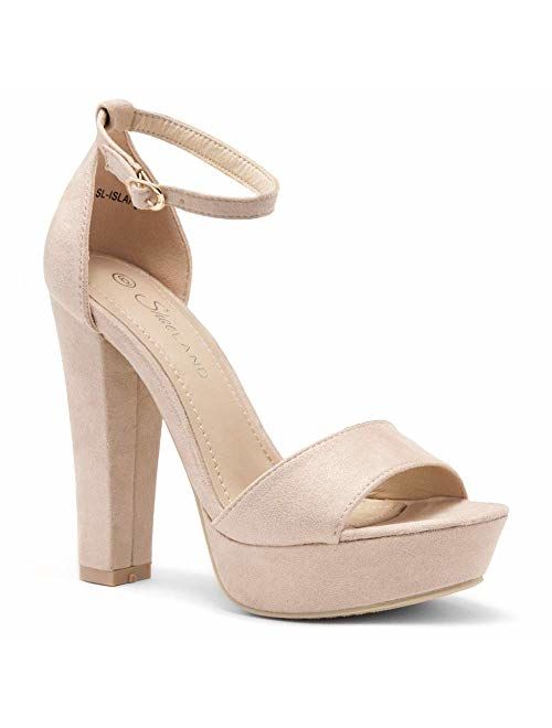 Herstyle Island Women's Open Toe Ankle Strap Chunky Platform Dress Heel Sandal