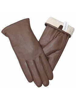 Vislivin Full-Hand Womens Touch screen Gloves Genuine Leather Gloves Warm Winter Texting Driving Glove