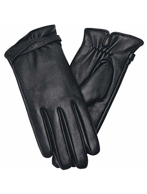 Vislivin Full-Hand Womens Touch screen Gloves Genuine Leather Gloves Warm Winter Texting Driving Glove