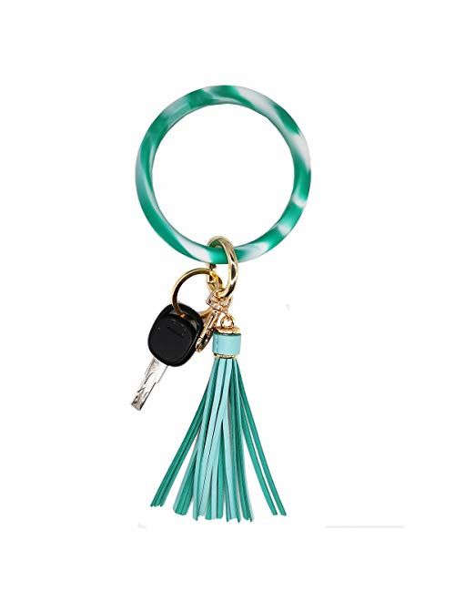 Tovly Wristlet Round Key Ring Chain Leather/Silicone Oversized