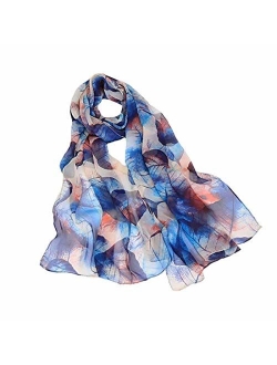 Print Silk Feeling Scarf Fashion Scarves Lightweight Shawl Scarf Sunscreen Shawls for Womens