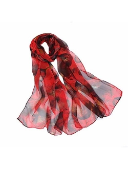 Print Silk Feeling Scarf Fashion Scarves Lightweight Shawl Scarf Sunscreen Shawls for Womens