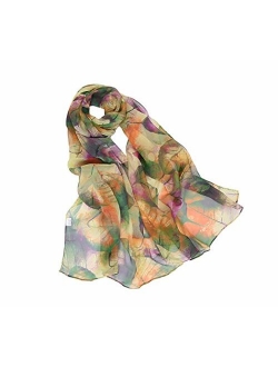 Print Silk Feeling Scarf Fashion Scarves Lightweight Shawl Scarf Sunscreen Shawls for Womens