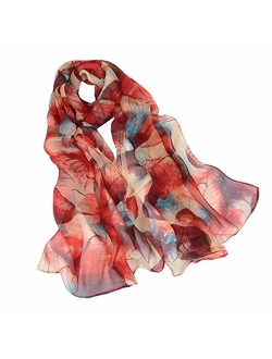 Print Silk Feeling Scarf Fashion Scarves Lightweight Shawl Scarf Sunscreen Shawls for Womens