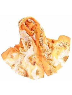 Print Silk Feeling Scarf Fashion Scarves Lightweight Shawl Scarf Sunscreen Shawls for Womens