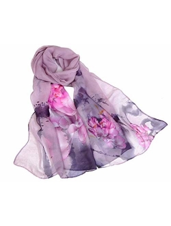 Print Silk Feeling Scarf Fashion Scarves Lightweight Shawl Scarf Sunscreen Shawls for Womens