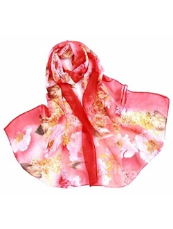 Print Silk Feeling Scarf Fashion Scarves Lightweight Shawl Scarf Sunscreen Shawls for Womens