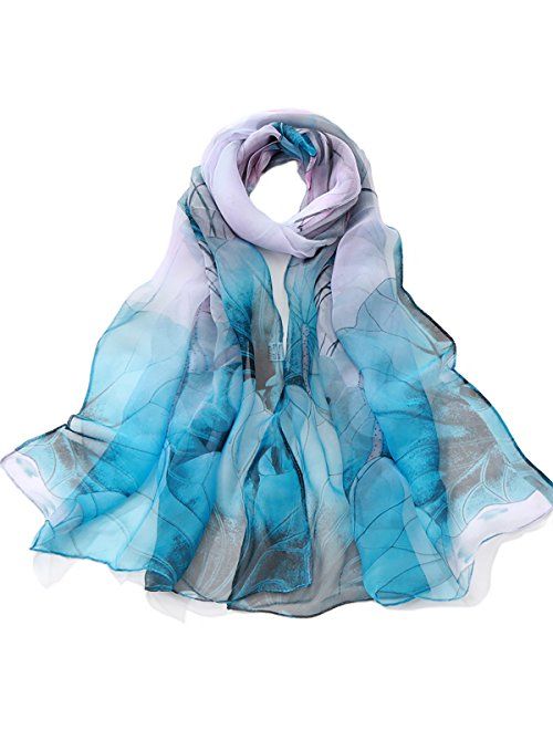 Print Silk Feeling Scarf Fashion Scarves Lightweight Shawl Scarf Sunscreen Shawls for Womens