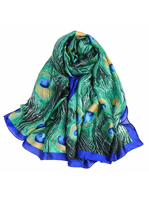 Print Silk Feeling Scarf Fashion Scarves Lightweight Shawl Scarf Sunscreen Shawls for Womens