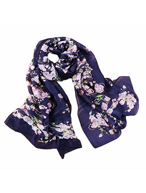 Print Silk Feeling Scarf Fashion Scarves Lightweight Shawl Scarf Sunscreen Shawls for Womens