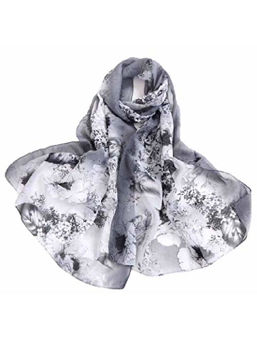 Print Silk Feeling Scarf Fashion Scarves Lightweight Shawl Scarf Sunscreen Shawls for Womens