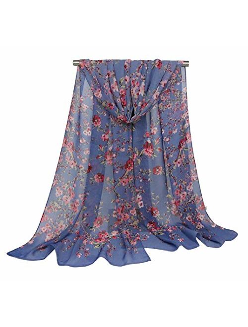 Print Silk Feeling Scarf Fashion Scarves Lightweight Shawl Scarf Sunscreen Shawls for Womens