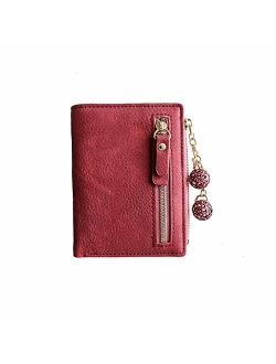 AOXONEL Women's Rfid Small Bifold Leather Wallet Ladies Mini Zipper Coin Purse id card Pocket,Slim Compact Thin