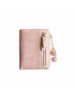 AOXONEL Women's Rfid Small Bifold Leather Wallet Ladies Mini Zipper Coin Purse id card Pocket,Slim Compact Thin