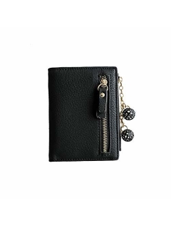 AOXONEL Women's Rfid Small Bifold Leather Wallet Ladies Mini Zipper Coin Purse id card Pocket,Slim Compact Thin