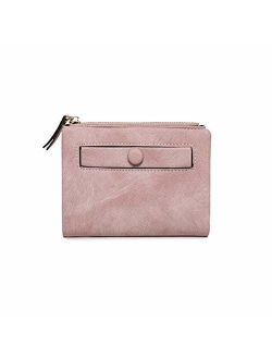 AOXONEL Women's Rfid Small Bifold Leather Wallet Ladies Mini Zipper Coin Purse id card Pocket,Slim Compact Thin