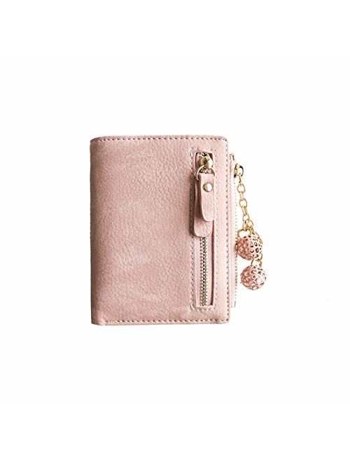 Apt. 9 AOXONEL Women's Rfid Small Bifold Leather Wallet Ladies Mini Zipper Coin Purse id card Pocket,Slim Compact Thin