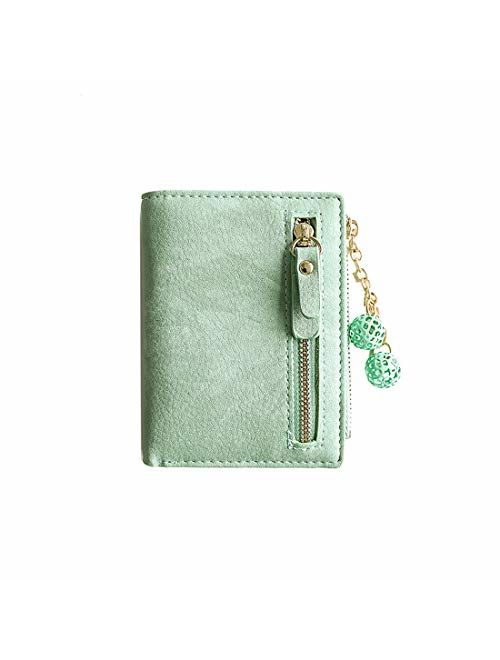 Apt. 9 AOXONEL Women's Rfid Small Bifold Leather Wallet Ladies Mini Zipper Coin Purse id card Pocket,Slim Compact Thin