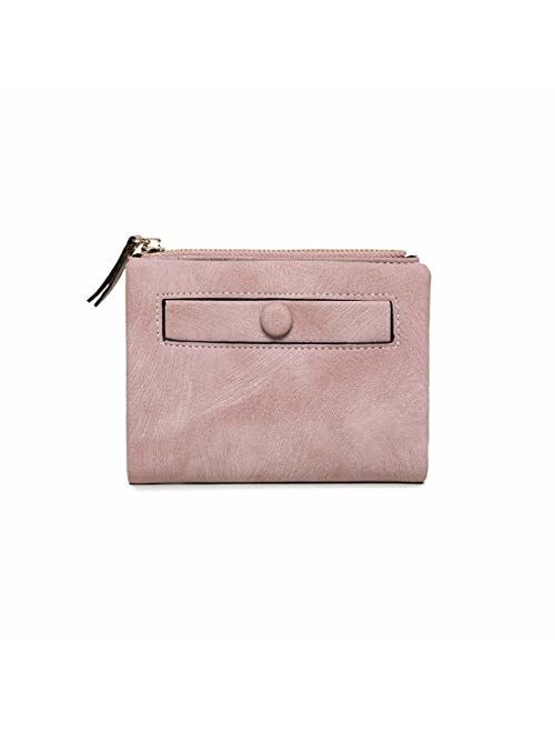 Apt. 9 AOXONEL Women's Rfid Small Bifold Leather Wallet Ladies Mini Zipper Coin Purse id card Pocket,Slim Compact Thin