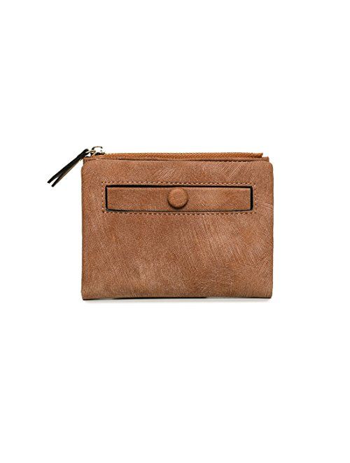 Apt. 9 AOXONEL Women's Rfid Small Bifold Leather Wallet Ladies Mini Zipper Coin Purse id card Pocket,Slim Compact Thin