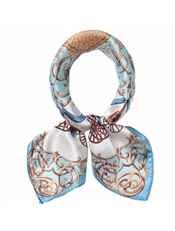 100% Small Square Pure Mulberry Silk Scarf -21'' x 21''- Breathable Lightweight Neckerchief -Digital Printed Scarf