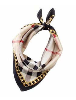 100% Small Square Pure Mulberry Silk Scarf -21'' x 21''- Breathable Lightweight Neckerchief -Digital Printed Scarf