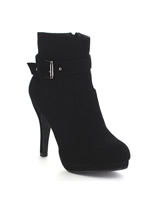 TOP Moda George-15 Women's Strap Buckle Stiletto Heel Ankle Booties