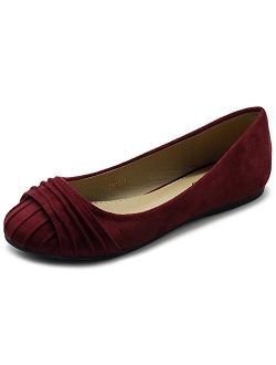 Ollio Women's Shoes Faux Suede Pleated Muliti Color Comforts Ballet Flat