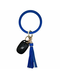 AnnabelZ Keychain Bracelet Wristlet Bangle Silicone Key Holder Round Keyring Tassel Key Ring Chain for Women Girls