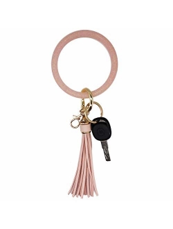 AnnabelZ Keychain Bracelet Wristlet Bangle Silicone Key Holder Round Keyring Tassel Key Ring Chain for Women Girls