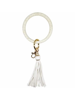 AnnabelZ Keychain Bracelet Wristlet Bangle Silicone Key Holder Round Keyring Tassel Key Ring Chain for Women Girls