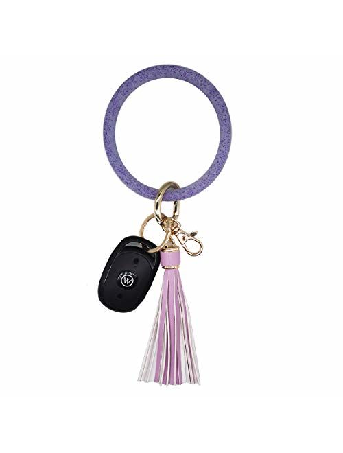 AnnabelZ Keychain Bracelet Wristlet Bangle Silicone Key Holder Round Keyring Tassel Key Ring Chain for Women Girls