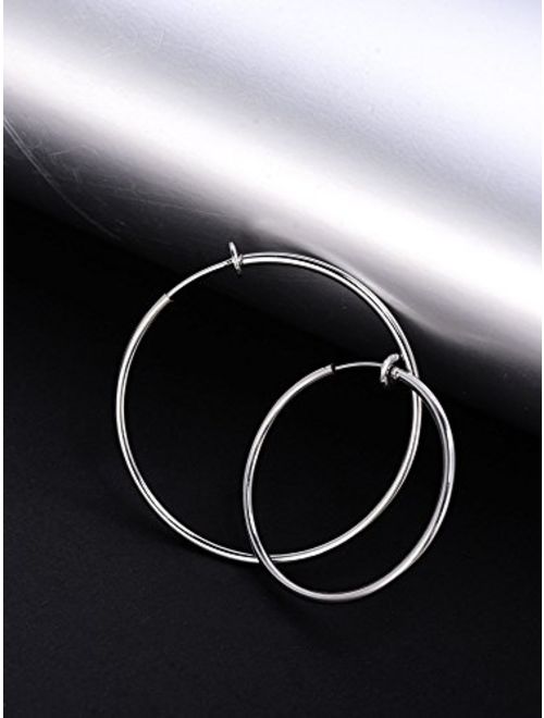 Mudder 6 Pairs Multisize Fake Earrings Hoop Non-pierced Nose Ring Spring Hoop Earrings Lip Ear Clip