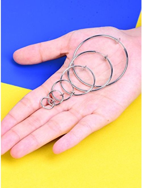 Mudder 6 Pairs Multisize Fake Earrings Hoop Non-pierced Nose Ring Spring Hoop Earrings Lip Ear Clip