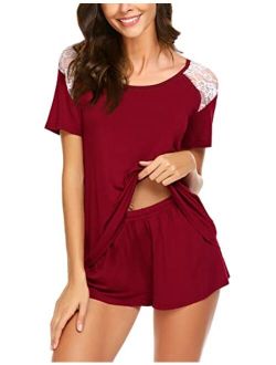 Women's Pajama Set Short Sleeve Sleepwear Pjs Sets Ladies 2-Piece Nightwear(S-XXL)