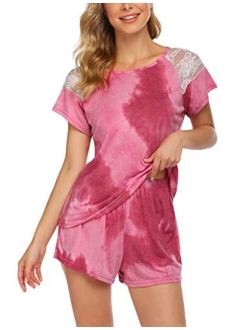 Women's Pajama Set Short Sleeve Sleepwear Pjs Sets Ladies 2-Piece Nightwear(S-XXL)