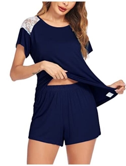 Women's Pajama Set Short Sleeve Sleepwear Pjs Sets Ladies 2-Piece Nightwear(S-XXL)