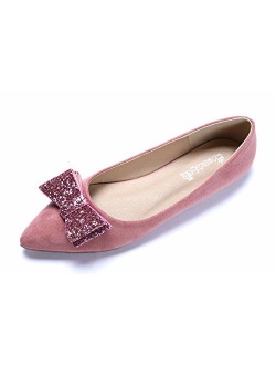 CANPPNY Comfortable Classic Flats Women's Shoes Bow Slip On Ballet Flats Dres.