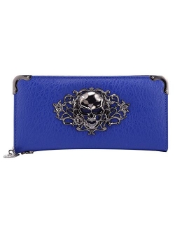 HOYOFO Skull Wallets for Women Long Purse Cool Fashion Clutch Wallet