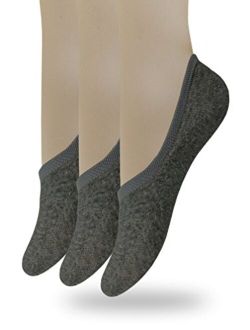 Cotton No Show Sock Women's invisible Non Slip Flat Boat Liner Socks (Pack  of 3-12)
