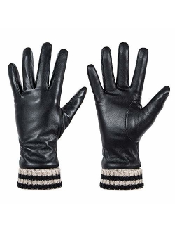 Womens Winter Leather Touchscreen Texting Warm Driving Gloves by Dsane