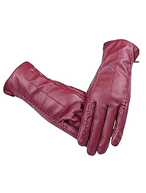 Long Keeper Women's Touchscreen Texting Driving Winter Warm PU Leather Gloves