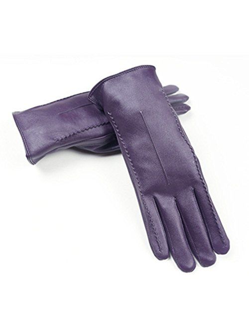 Long Keeper Women's Touchscreen Texting Driving Winter Warm PU Leather Gloves