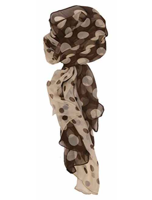 Love Lakeside Solid Color and Polka Dot Silk Blend, Lightweight, Modern Scarf