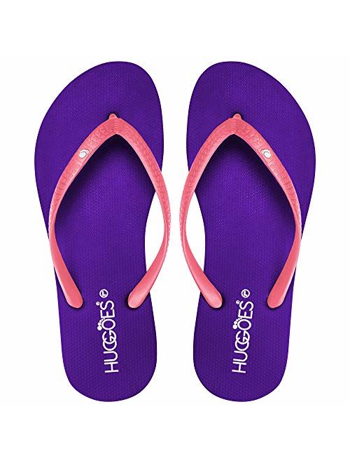 HUGGOES - Ultra Soft Comfortable Natural Rubber Summer Beach Flip Flops for Women