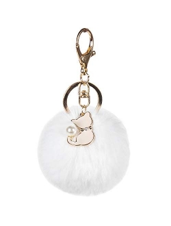 Pom Pom Keychain Artificial Fur Ball Keychain Fluffy Accessories Car Bag Charm