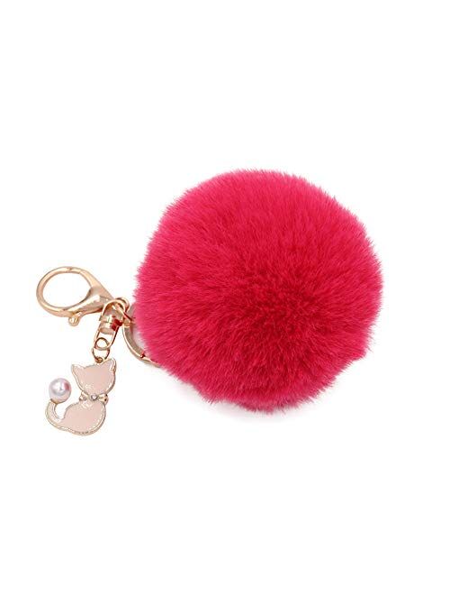 Pom Pom Keychain Artificial Fur Ball Keychain Fluffy Accessories Car Bag Charm